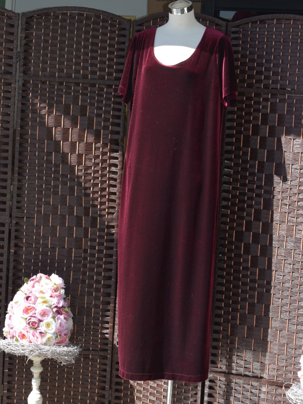 Red Stretch Velvet Shift Dress SZ 16 #B29